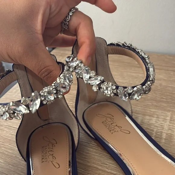 Badgley Mischa Navy Satin Flat Pointed Shoe Size 10 - Picture 12 of 15